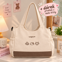Large tote bag with a kitty motif